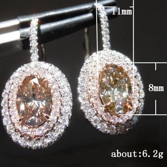 NEW Silver Oval Morganite Diamond Halo Earrings - Picture 5 of 5